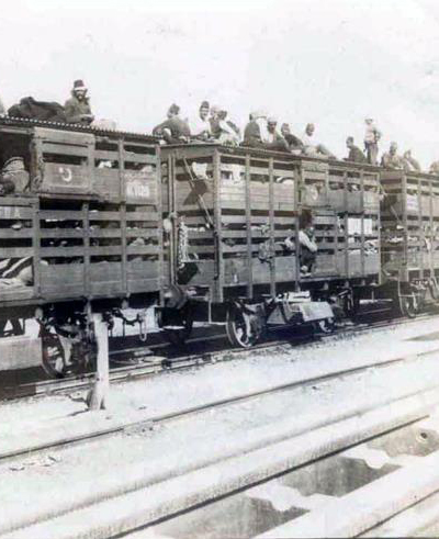 Photographie d'un wagon de déportés arméniens