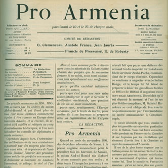 Couverture de Pro Armenia, n° 1, 25 novembre 1900.